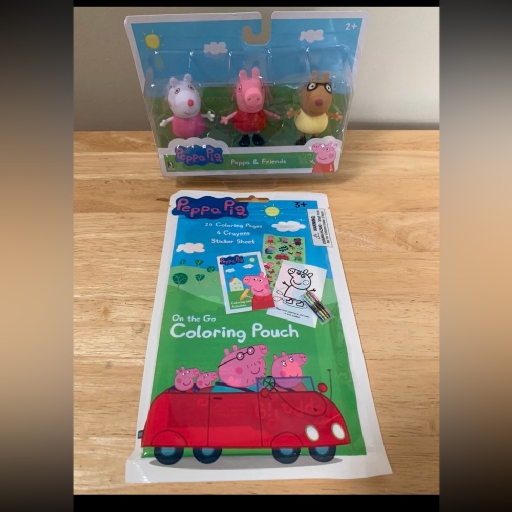 Peppa pig figures and coloring book